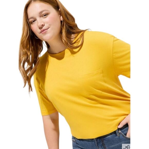 torrid Tops - 2X 18W 20W Torrid Yellow Pocket Tee Crew Neck Relaxed Fit Vintage Cotton Jersey